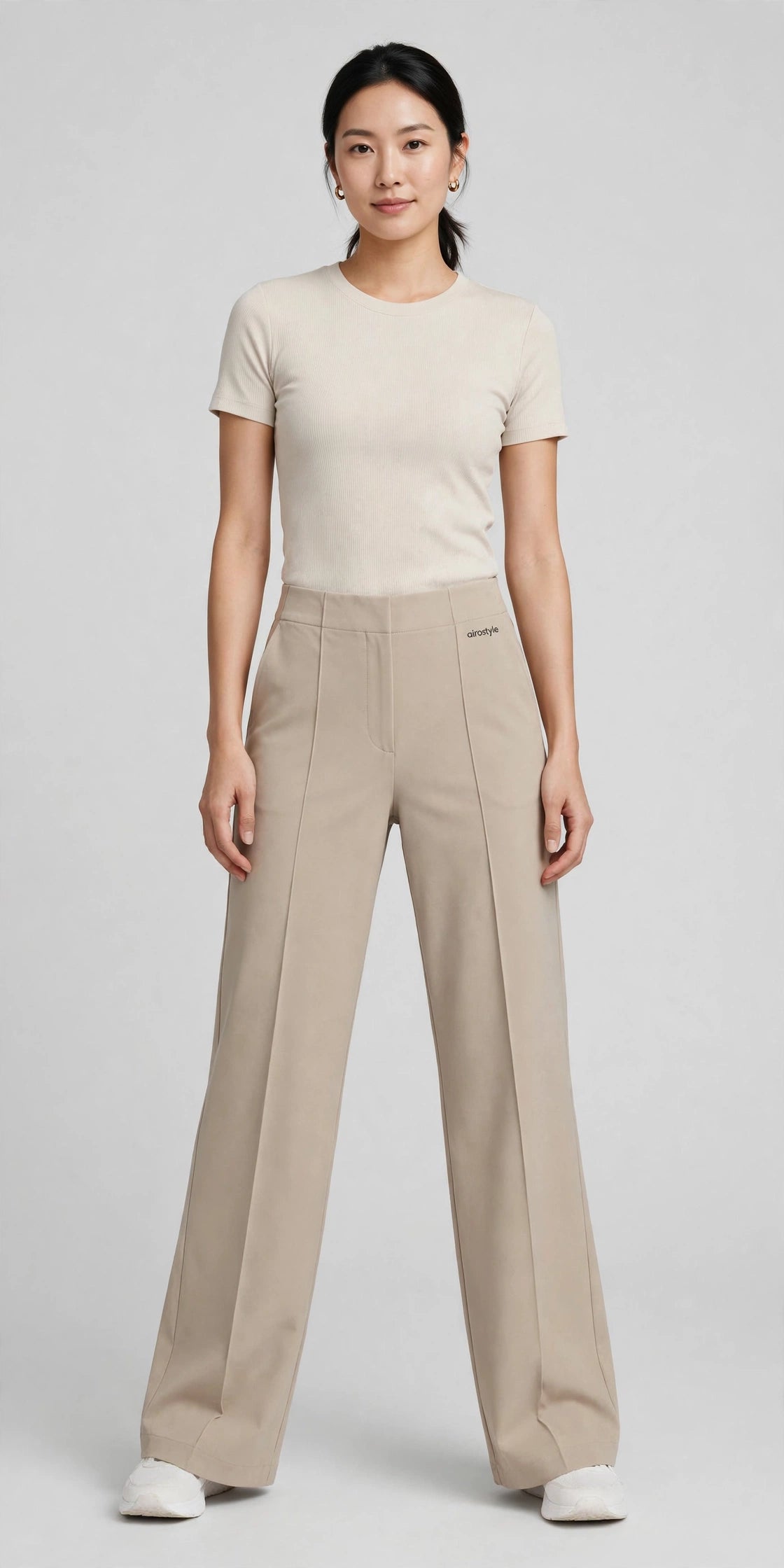 Jetstream Wide-Leg Trouser - Stone - front
