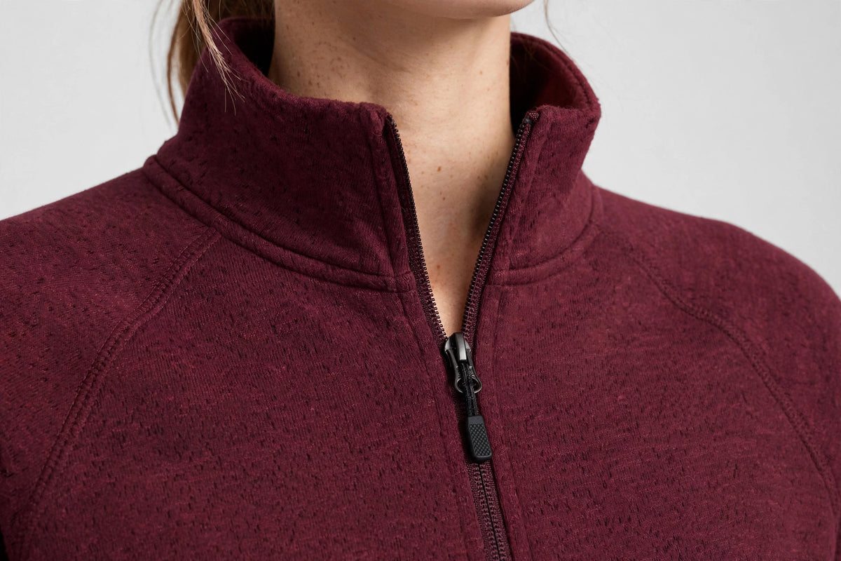 Nimbus Half-Zip Pullover Top - Burgundy - detail
