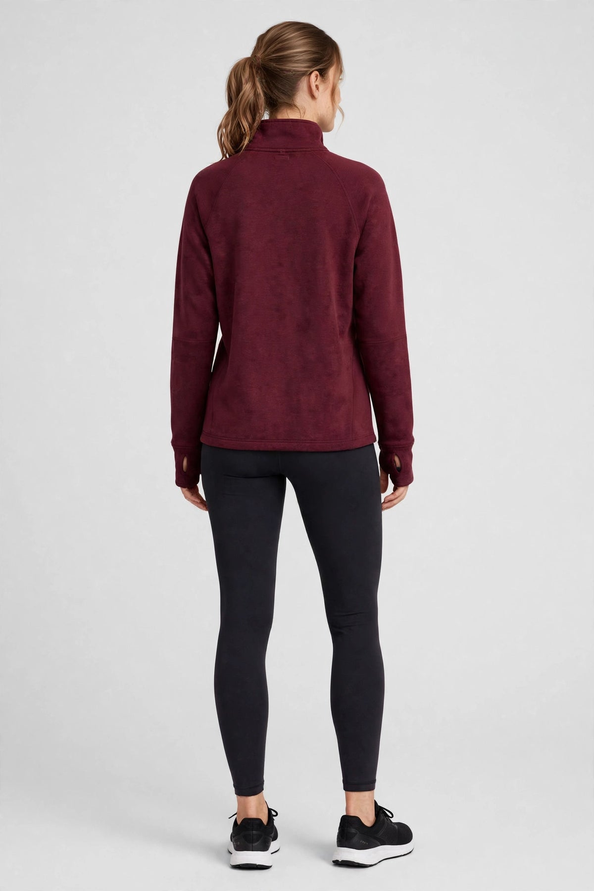 Nimbus Half-Zip Pullover Top - Burgundy - back
