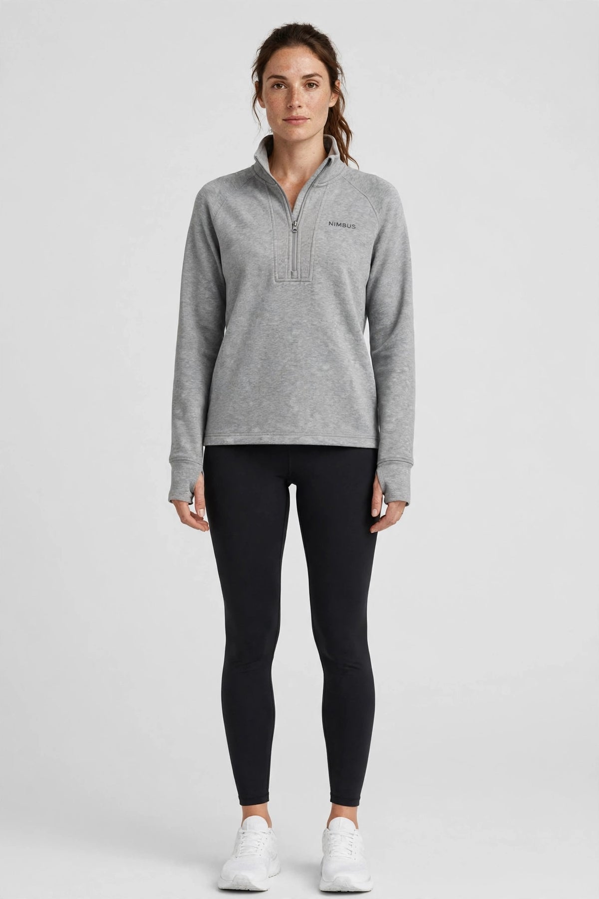 Nimbus Half-Zip Pullover Top - Heather Grey - front