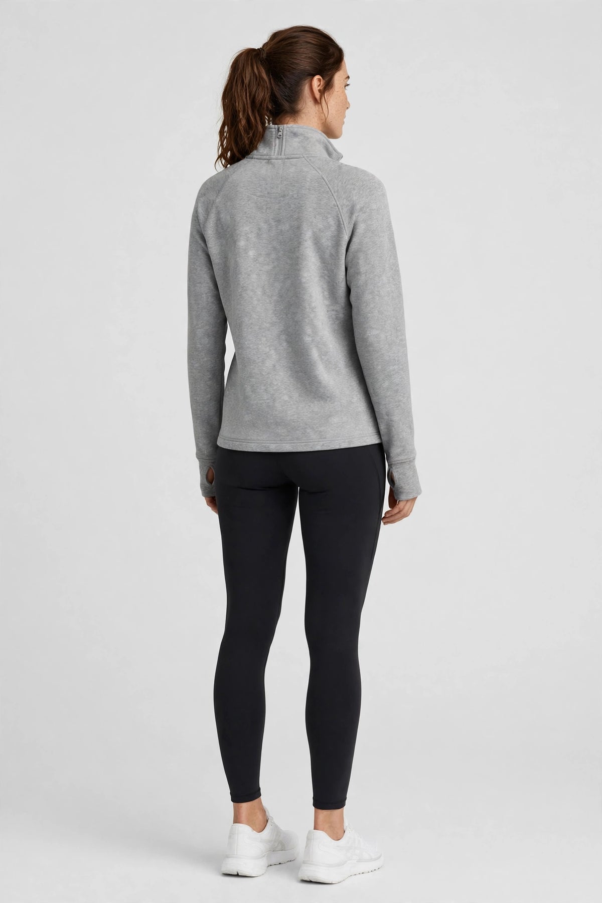 Nimbus Half-Zip Pullover Top - Heather Grey - detail