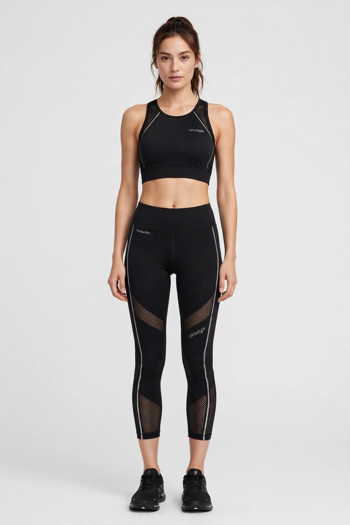 Nimbus Run Crop Legging - Black - front