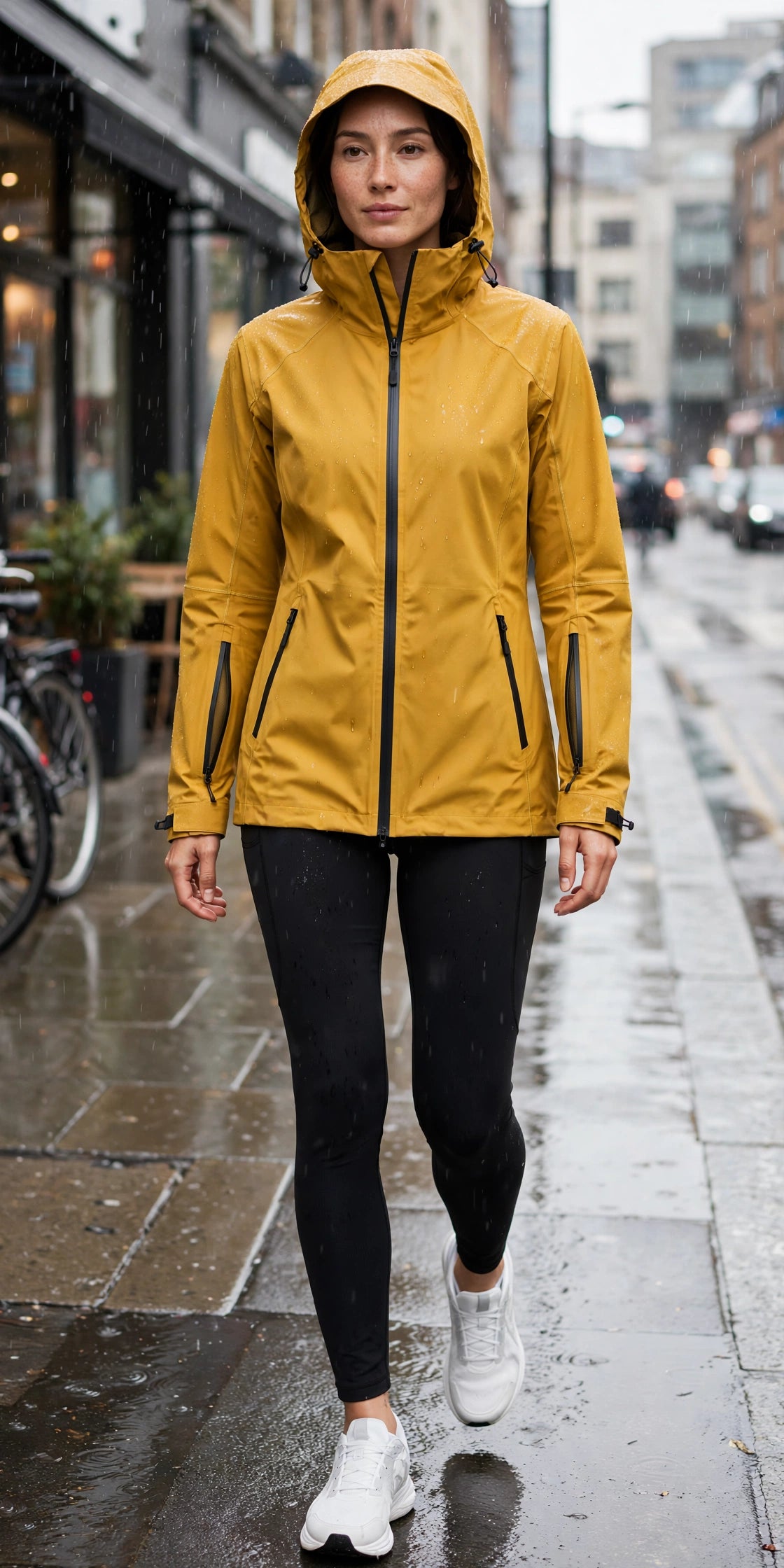 Zephyr Rain Shell - Mustard - lifestyle