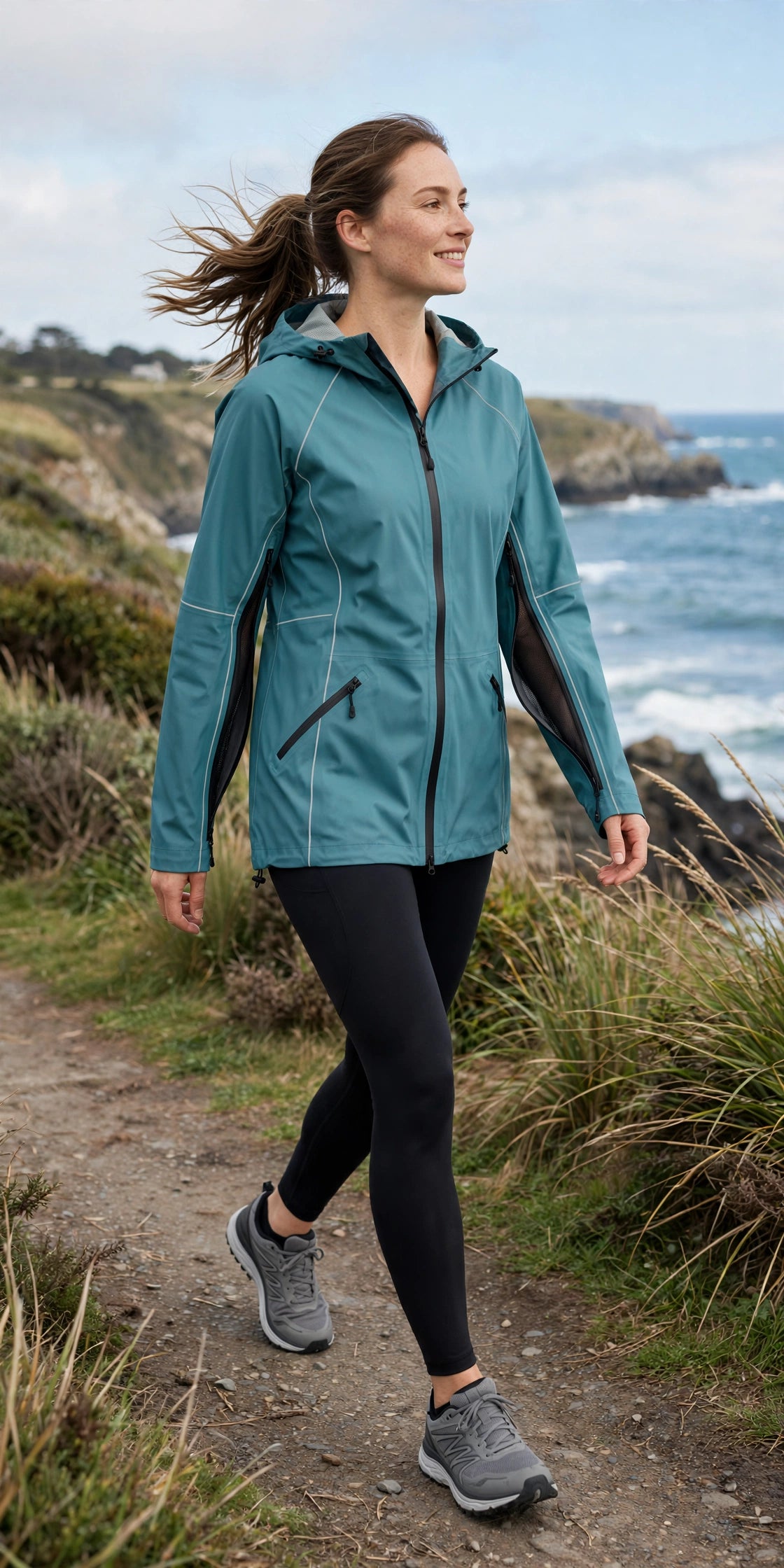 Zephyr Rain Shell - Teal - lifestyle