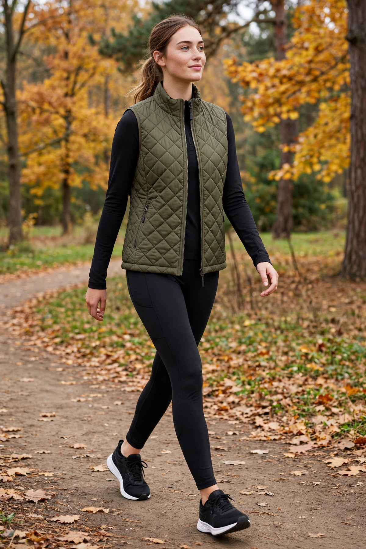 Halcyon Quilted Vest - Olive - lifestyle