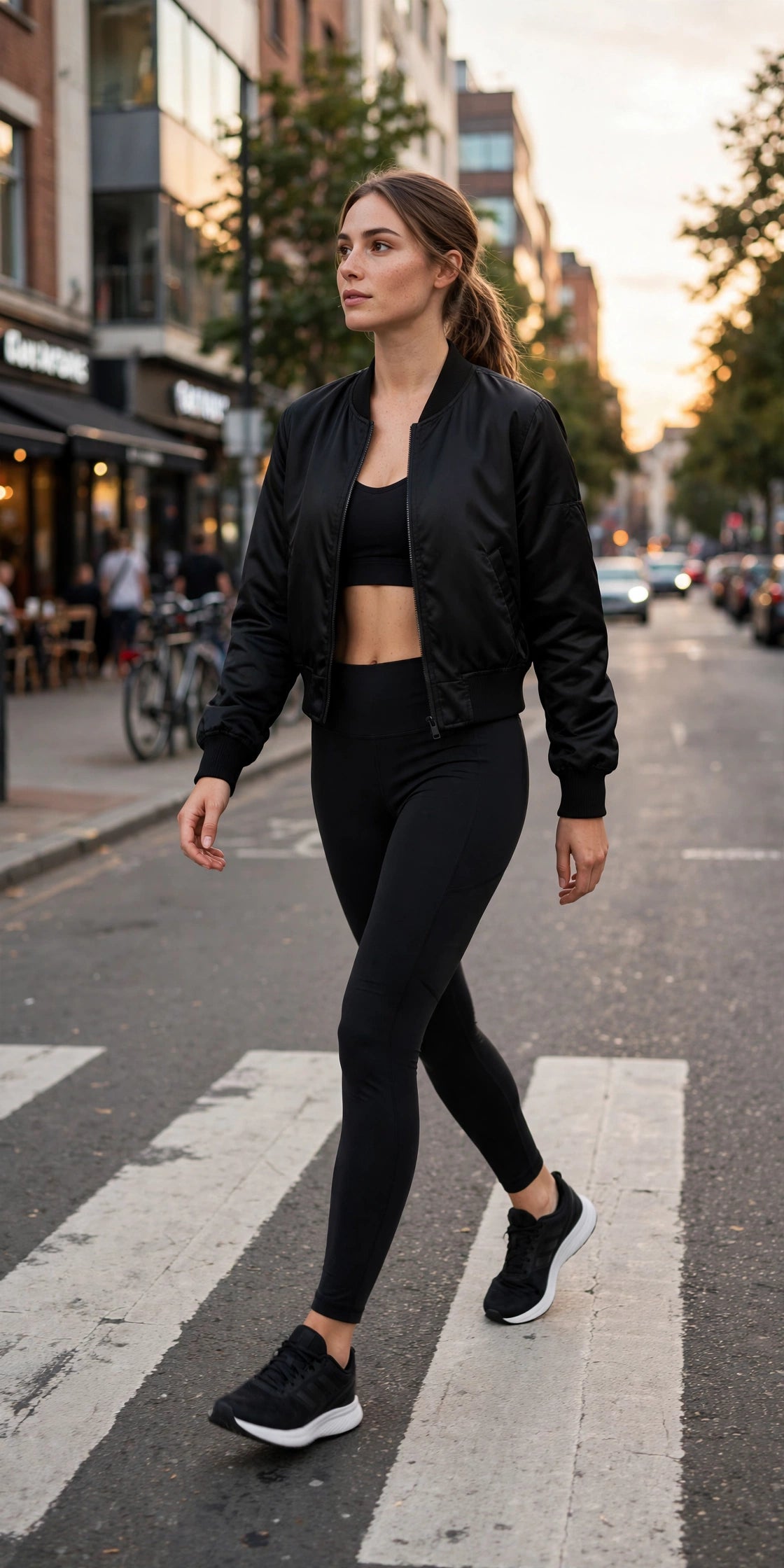 Skysculpt Cropped Bomber - Black - lifestyle