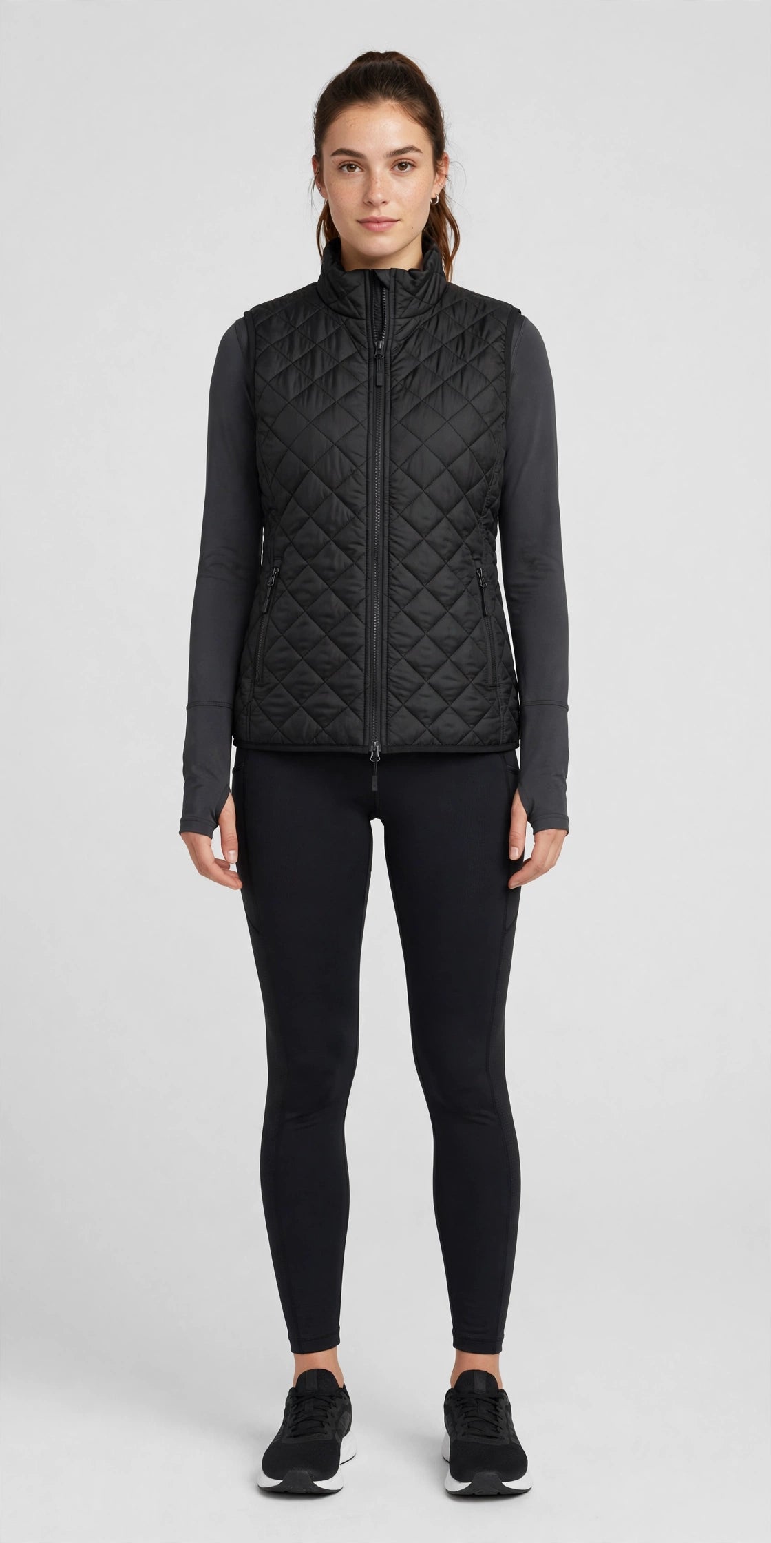 Halcyon Quilted Vest - Black - front