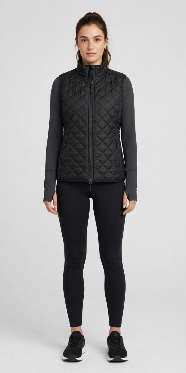 Halcyon Quilted Vest - Black - front