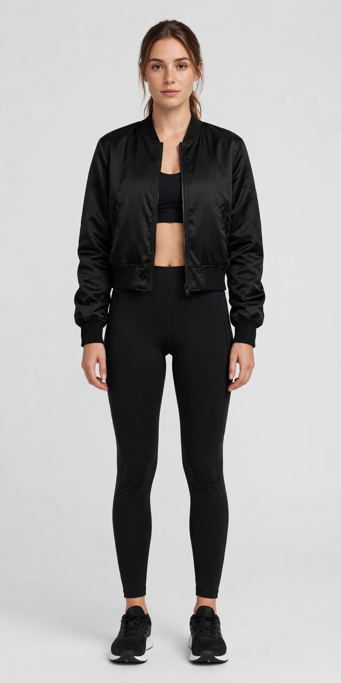 Skysculpt Cropped Bomber - Black - front
