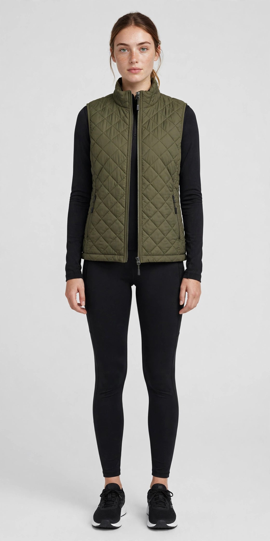 Halcyon Quilted Vest - Olive - front