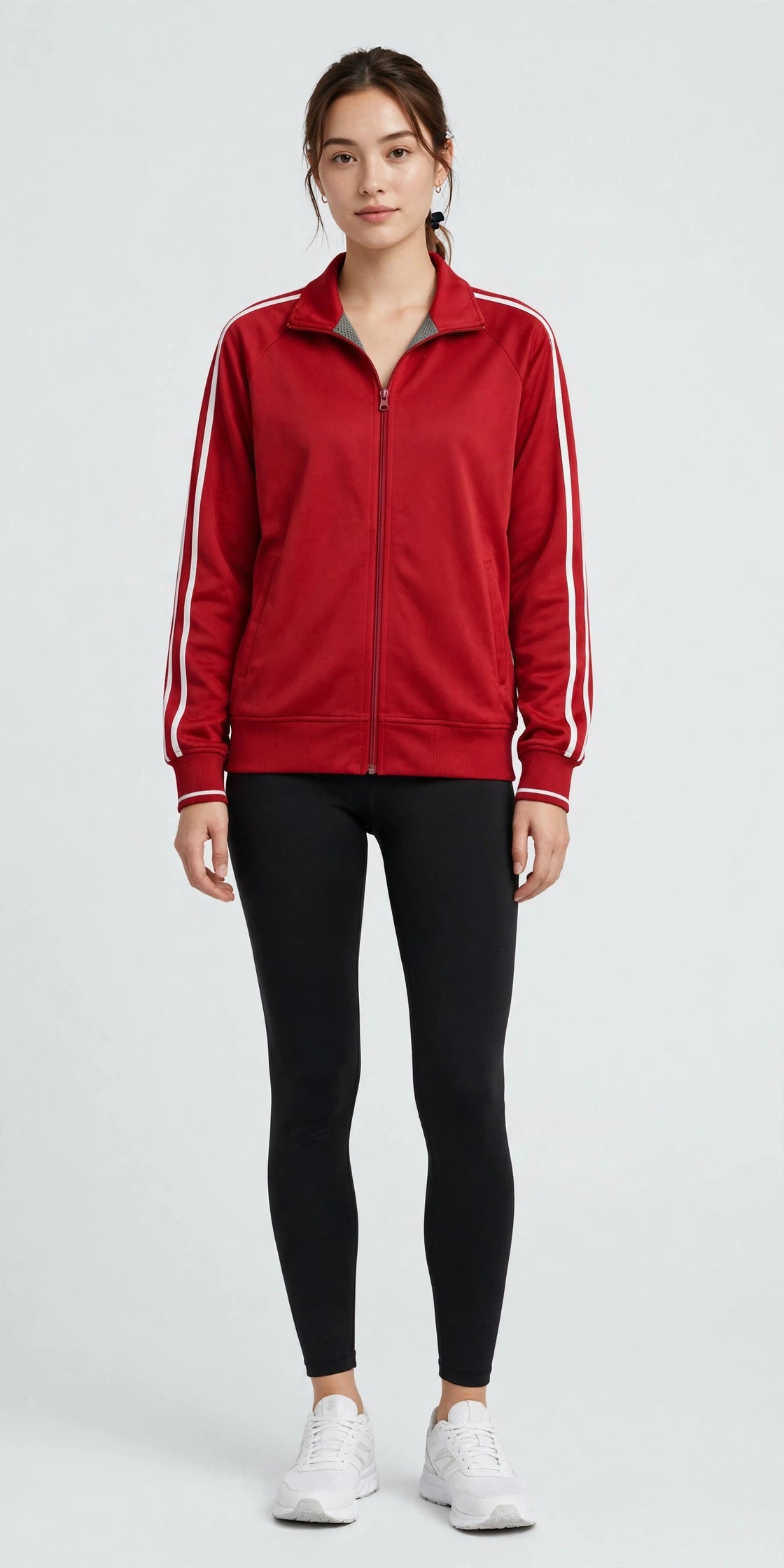Breeze Mesh-Lined Track Jacket - Red/White - front