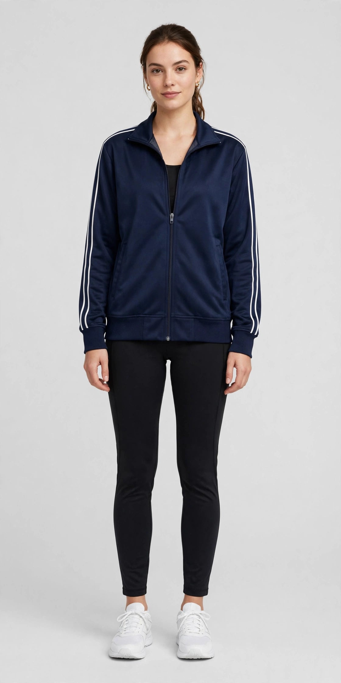 Breeze Mesh-Lined Track Jacket - Navy/White - front
