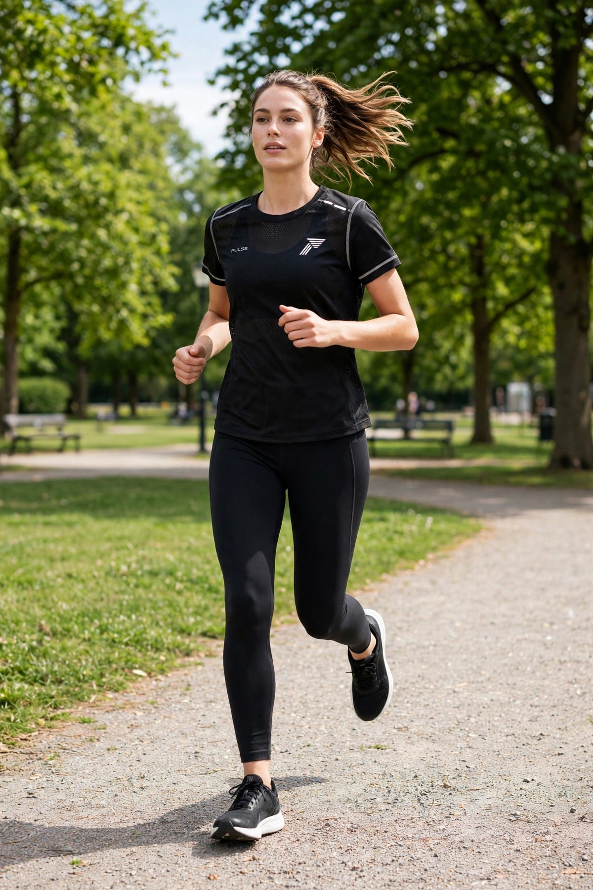 Pulse Mesh-Back Running Top - Black - lifestyle