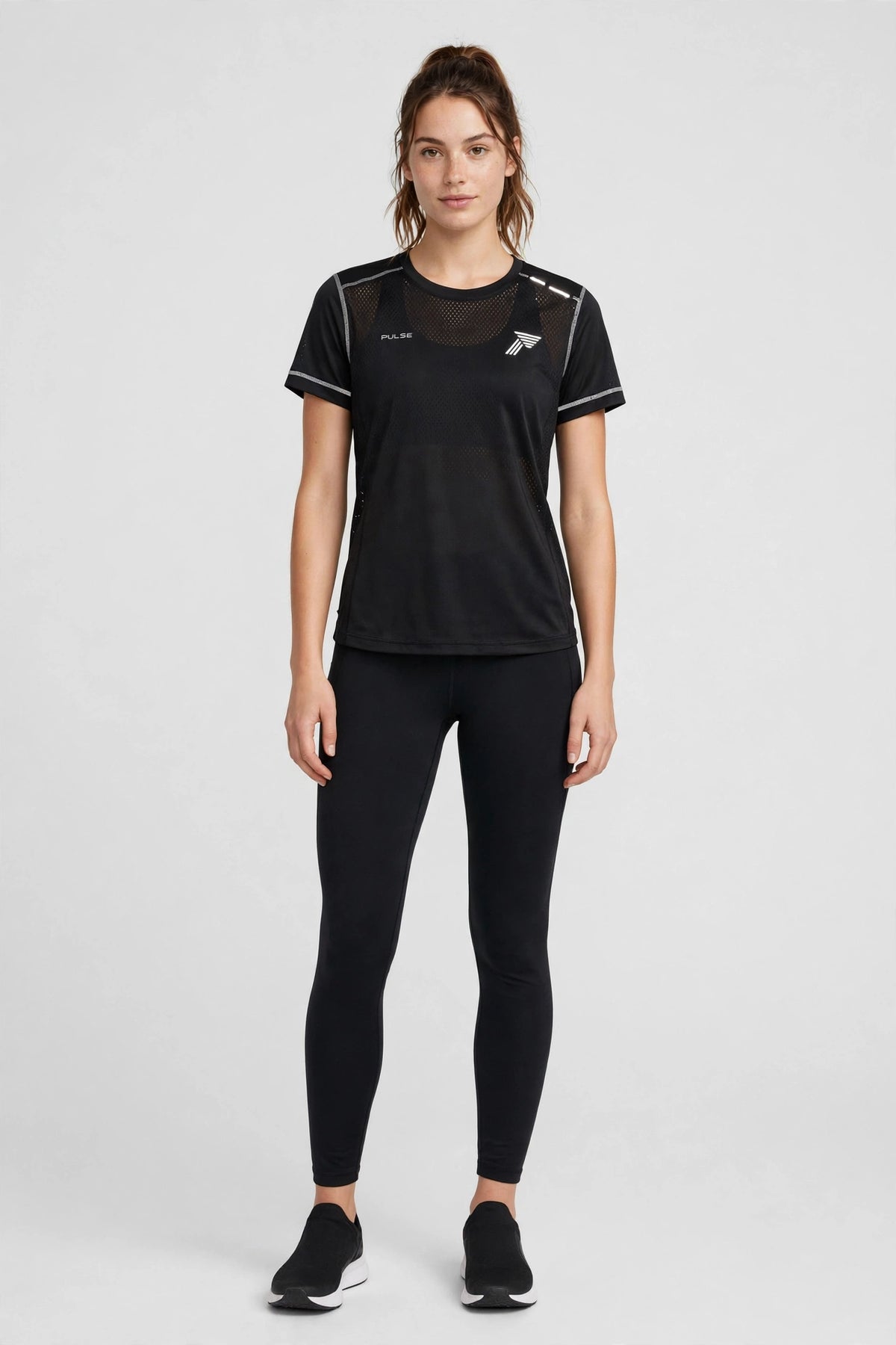 Pulse Mesh-Back Running Top - Black - front