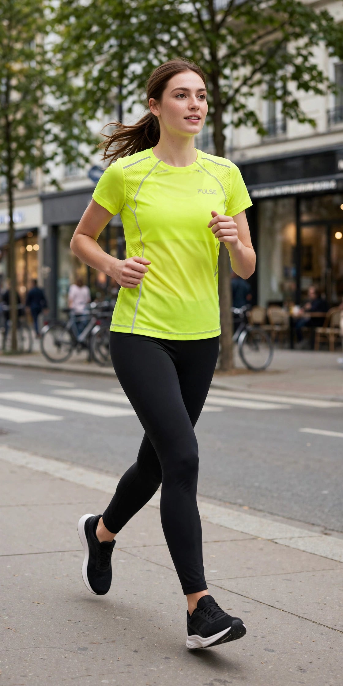 Pulse Mesh-Back Running Top - Neon Yellow - lifestyle
