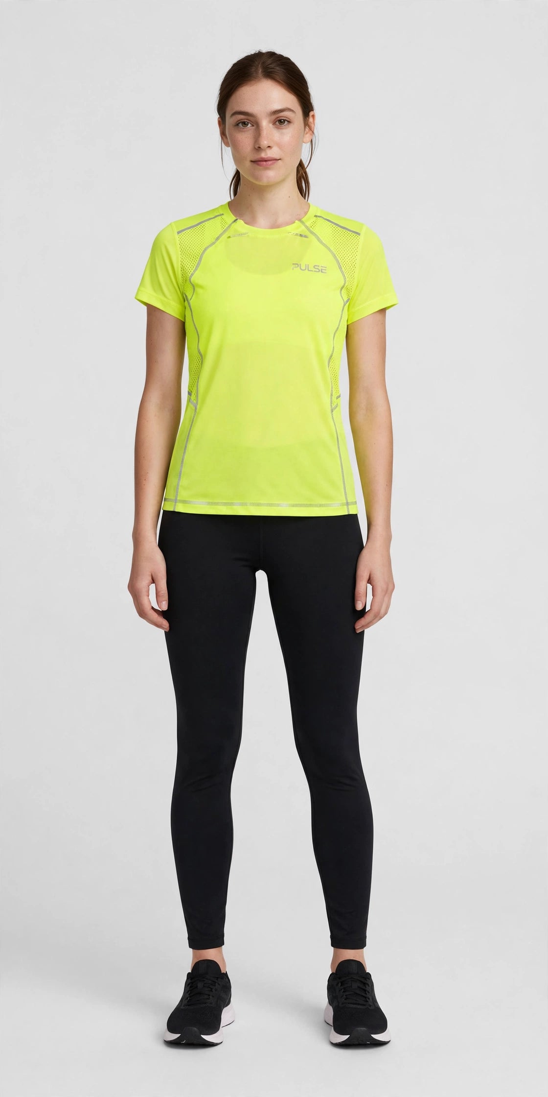 Pulse Mesh-Back Running Top - Neon Yellow - front