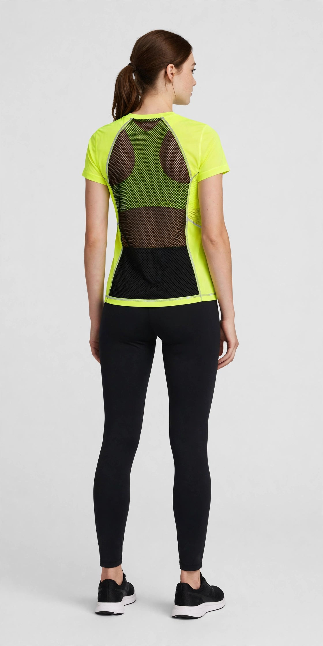 Pulse Mesh-Back Running Top - Neon Yellow - back