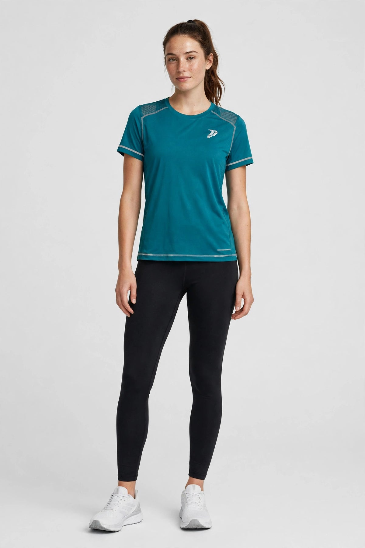 Pulse Mesh-Back Running Top - Teal - front
