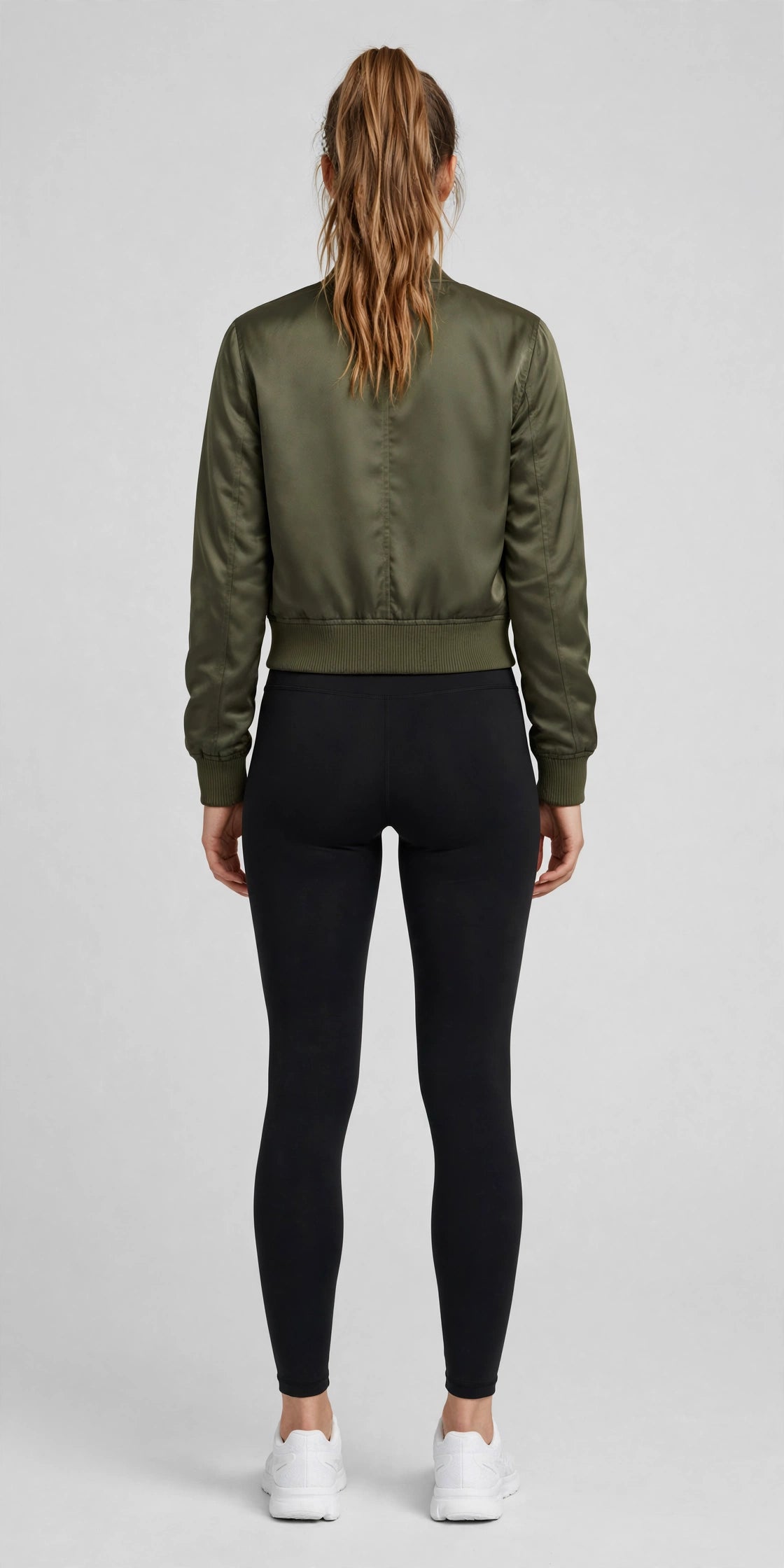 Skysculpt Cropped Bomber - Olive - back