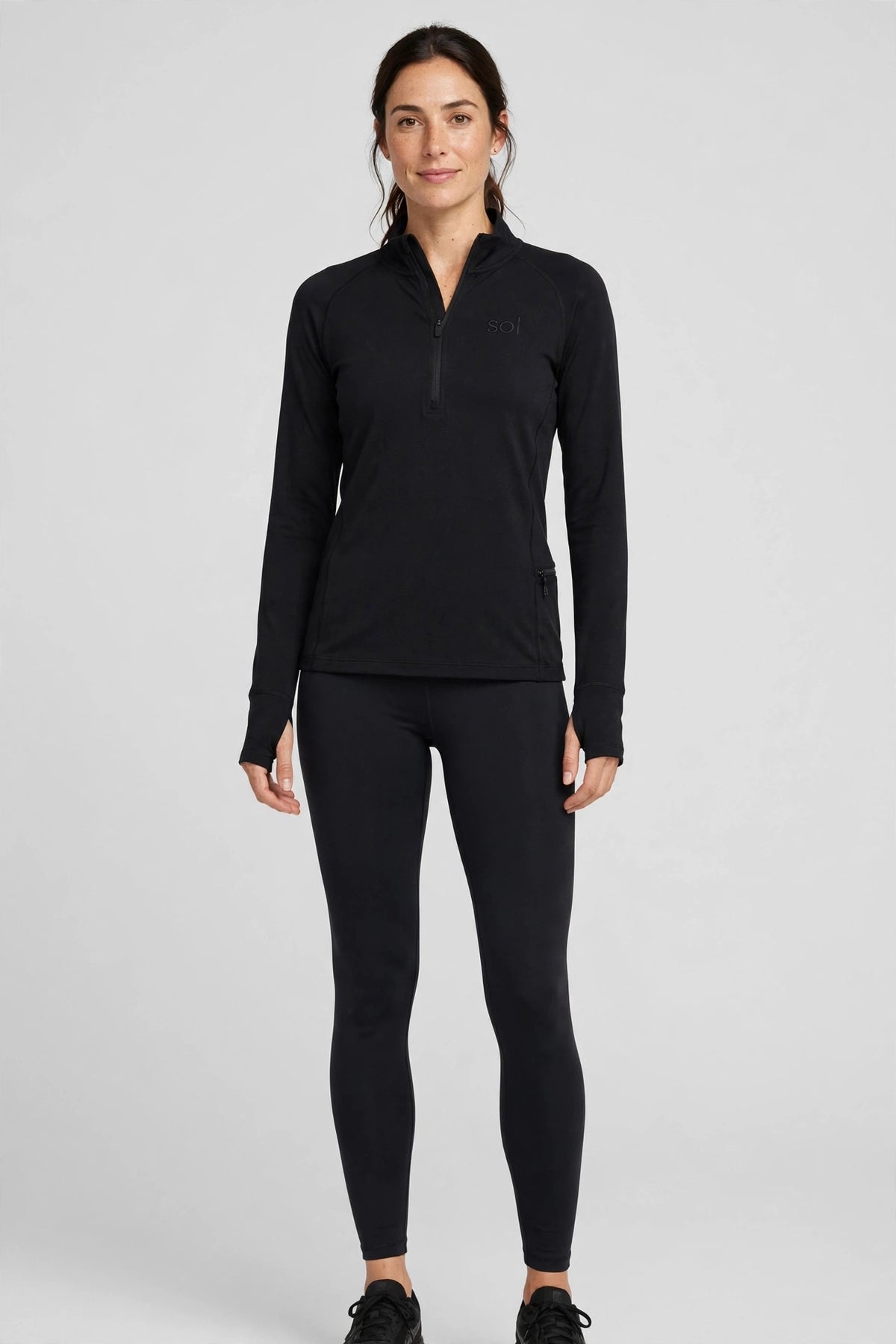 Sol Quarter-Zip Training Top - Black - front