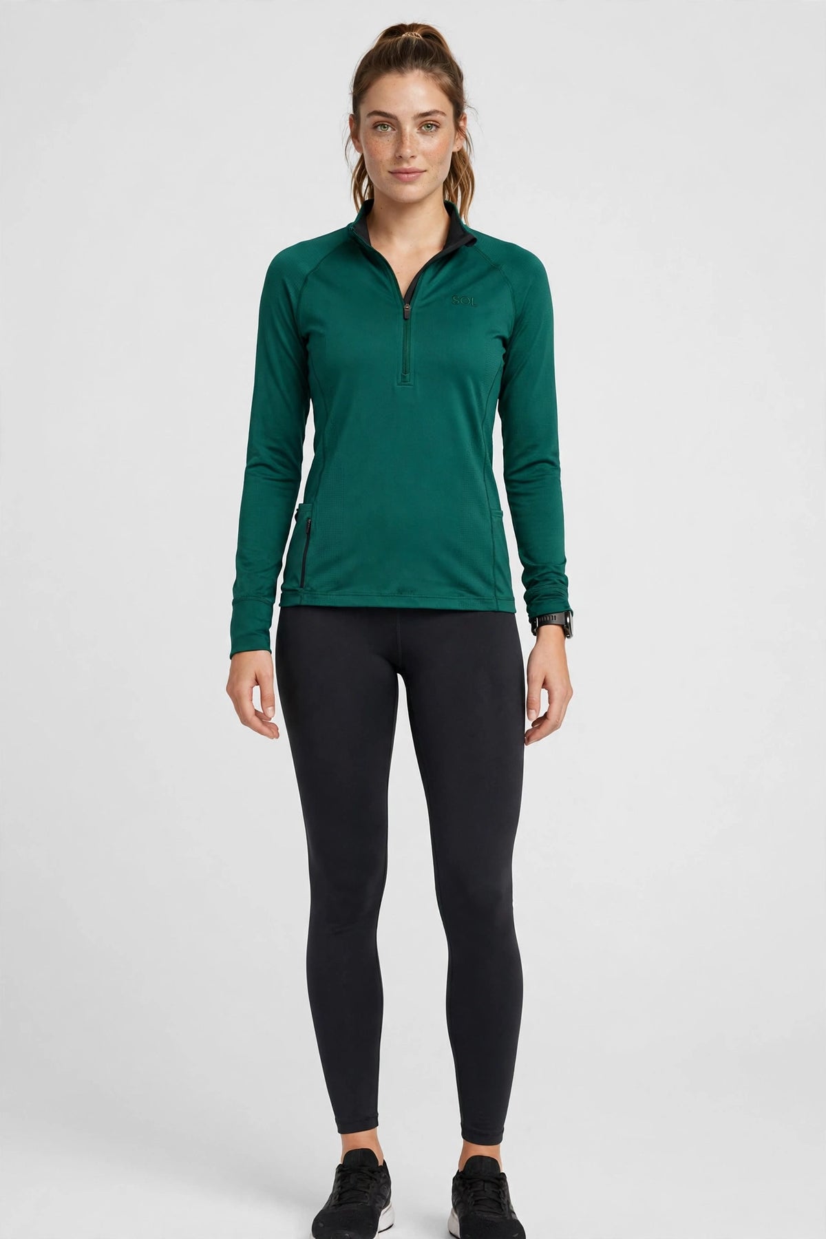 Sol Quarter-Zip Training Top - Emerald - front