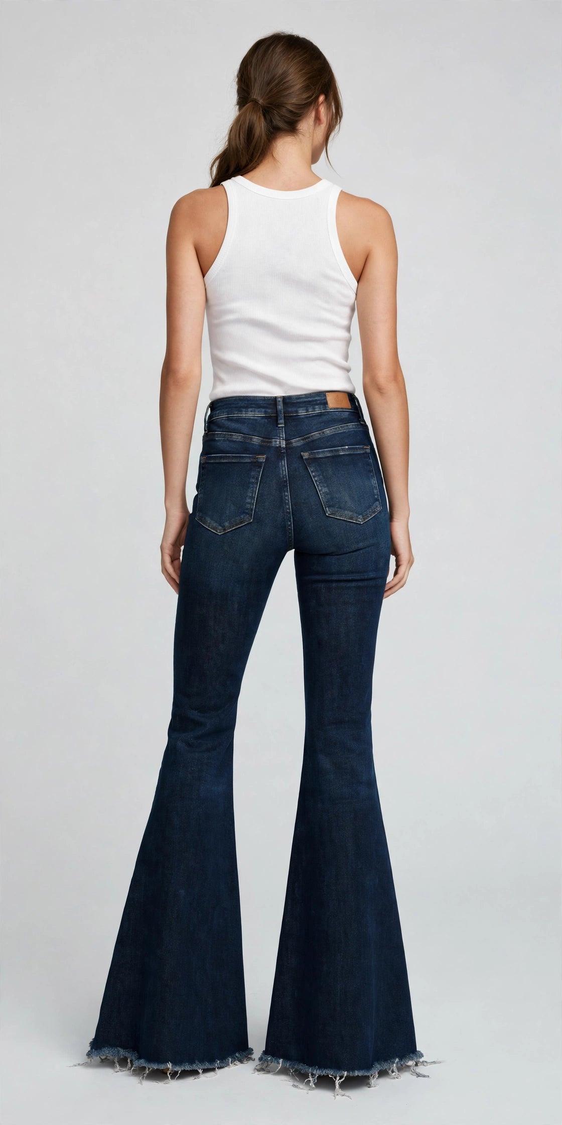 Sol Raw-Hem Flare Jean - Dark Wash - back