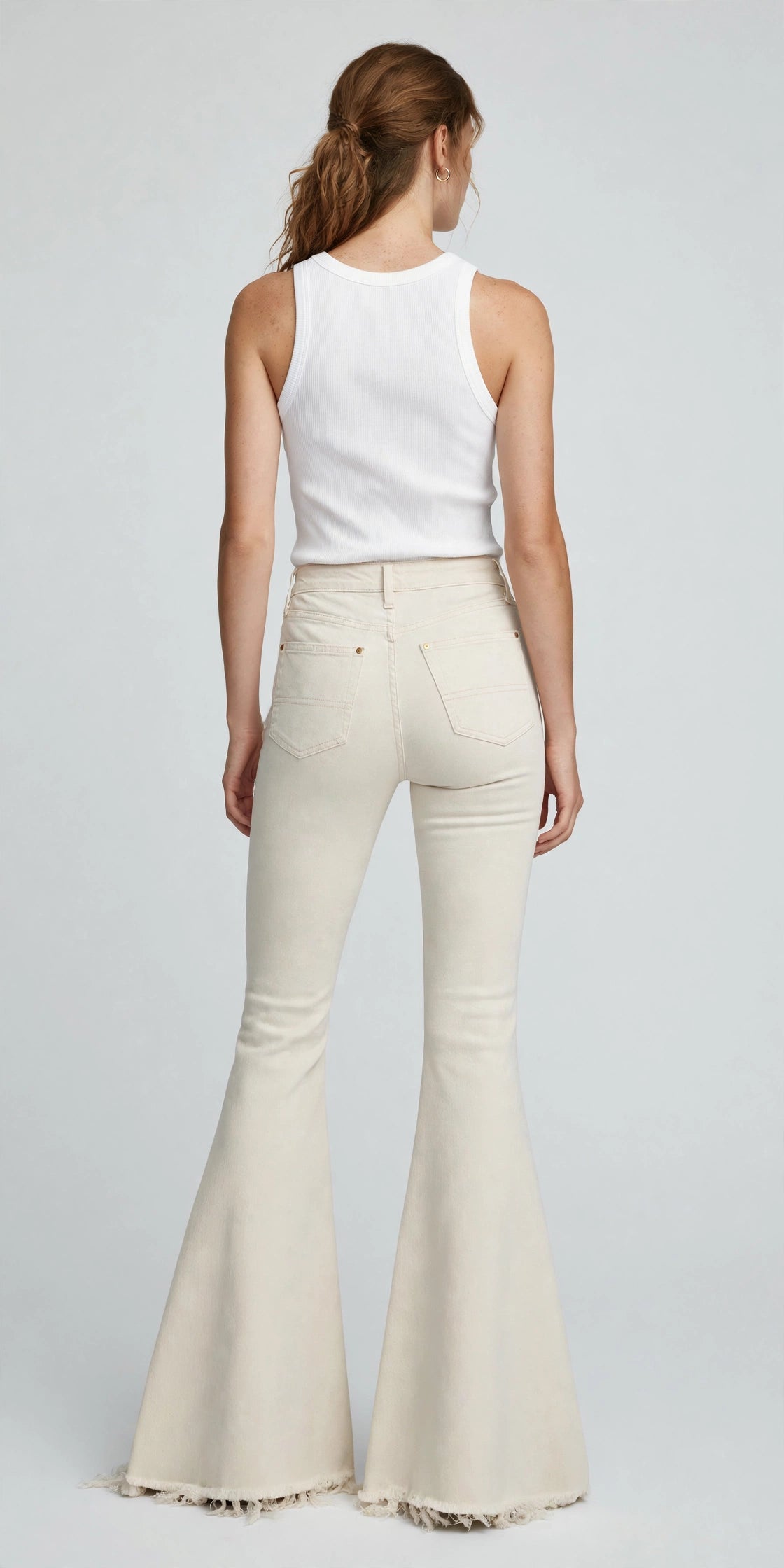 Sol Raw-Hem Flare Jean - Ecru - back