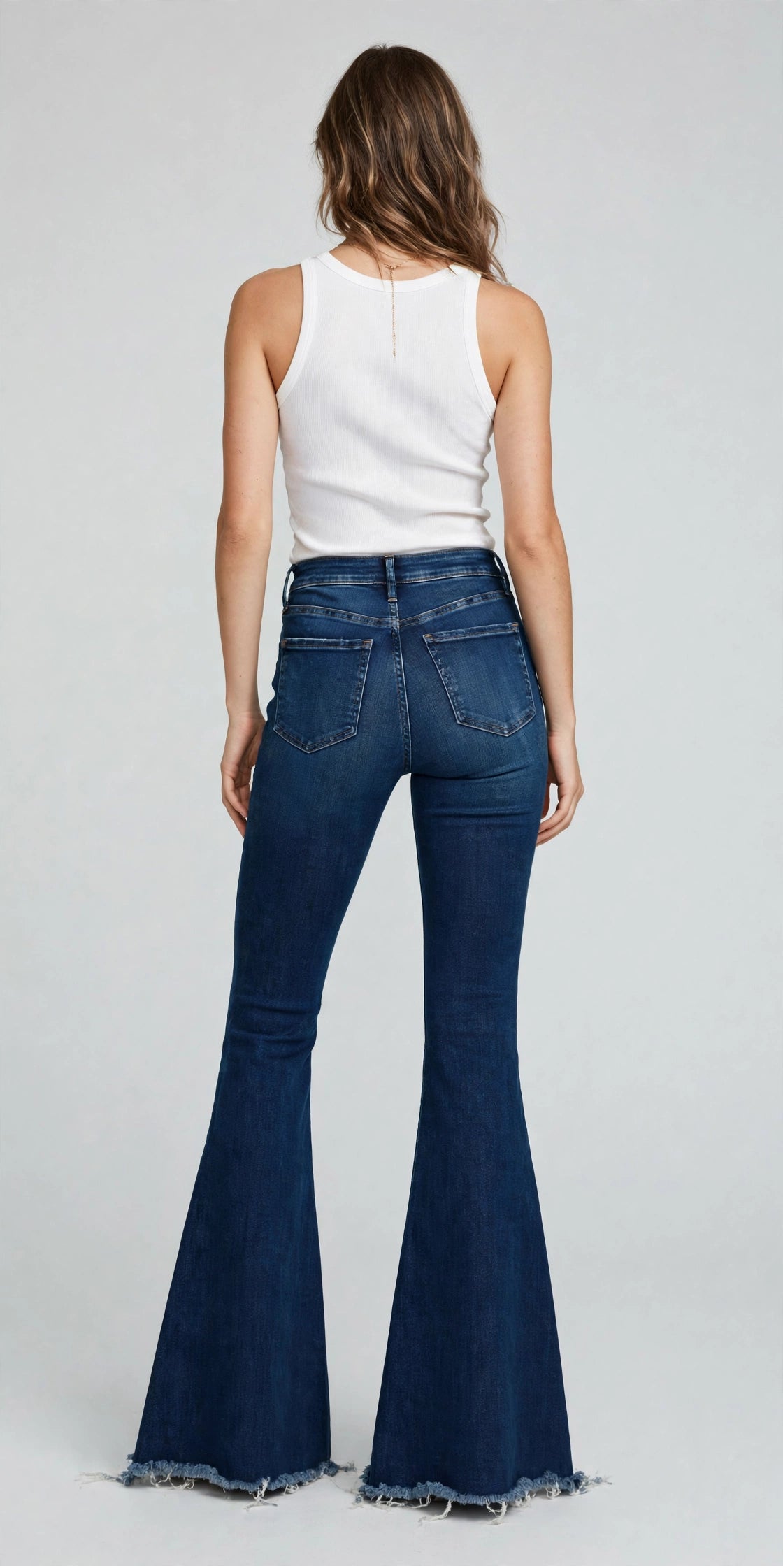 Sol Raw-Hem Flare Jean - Indigo - back