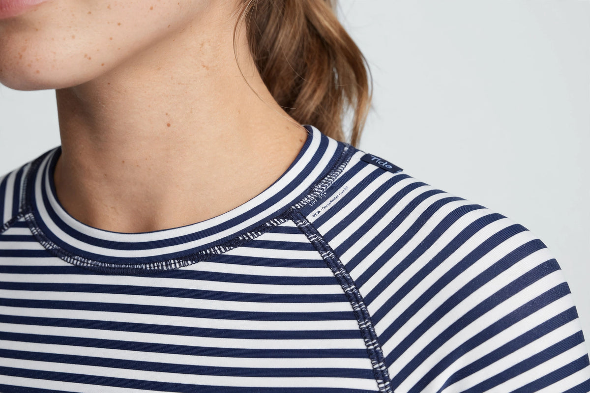 Tide Cropped Swim-Rash Top - Stripe - detail