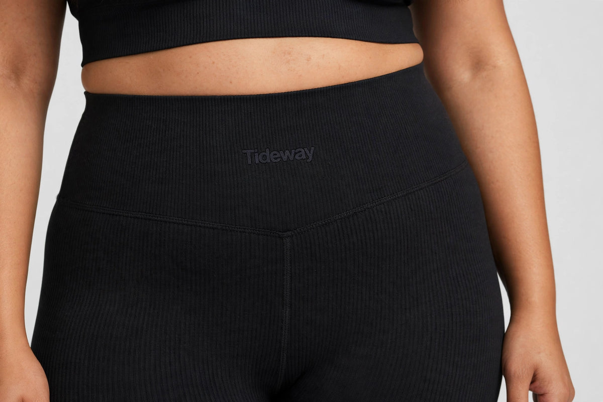 Tideway Ribbed Yoga Legging - Black - detail