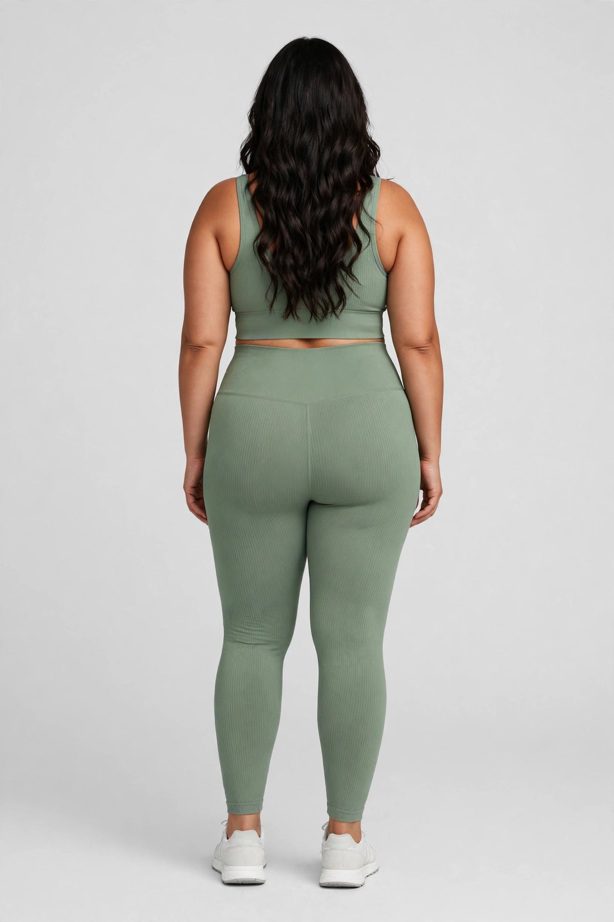 Tideway Ribbed Yoga Legging - Sage - back