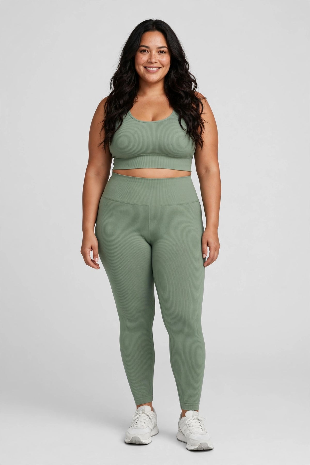 Tideway Ribbed Yoga Legging - Sage - front