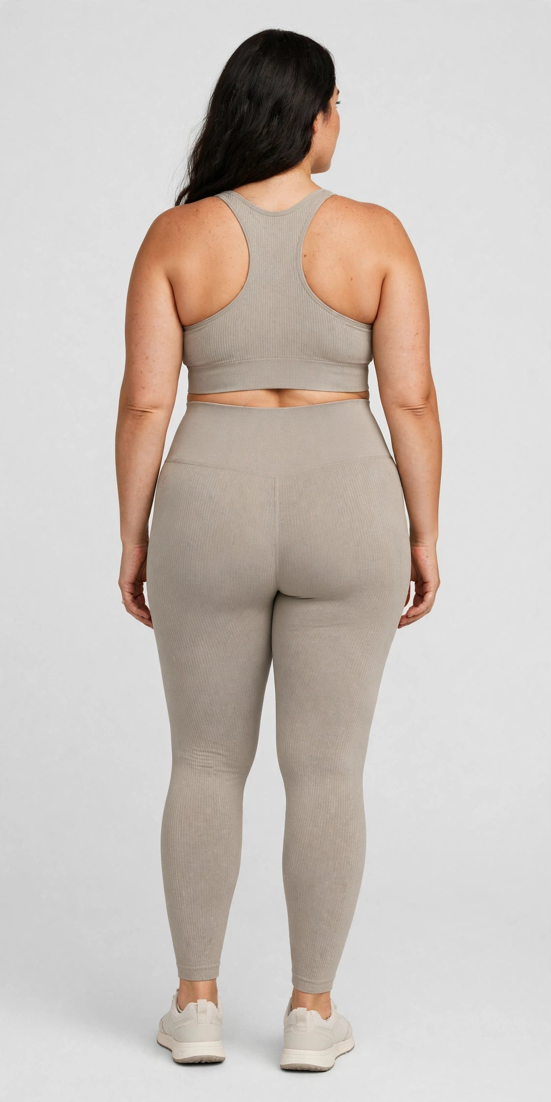 Tideway Ribbed Yoga Legging - Stone - back