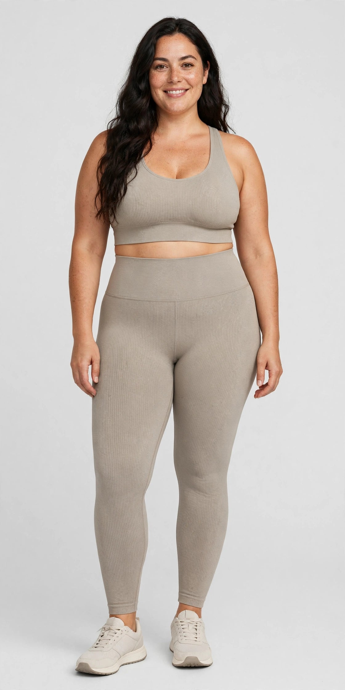 Tideway Ribbed Yoga Legging - Stone - front