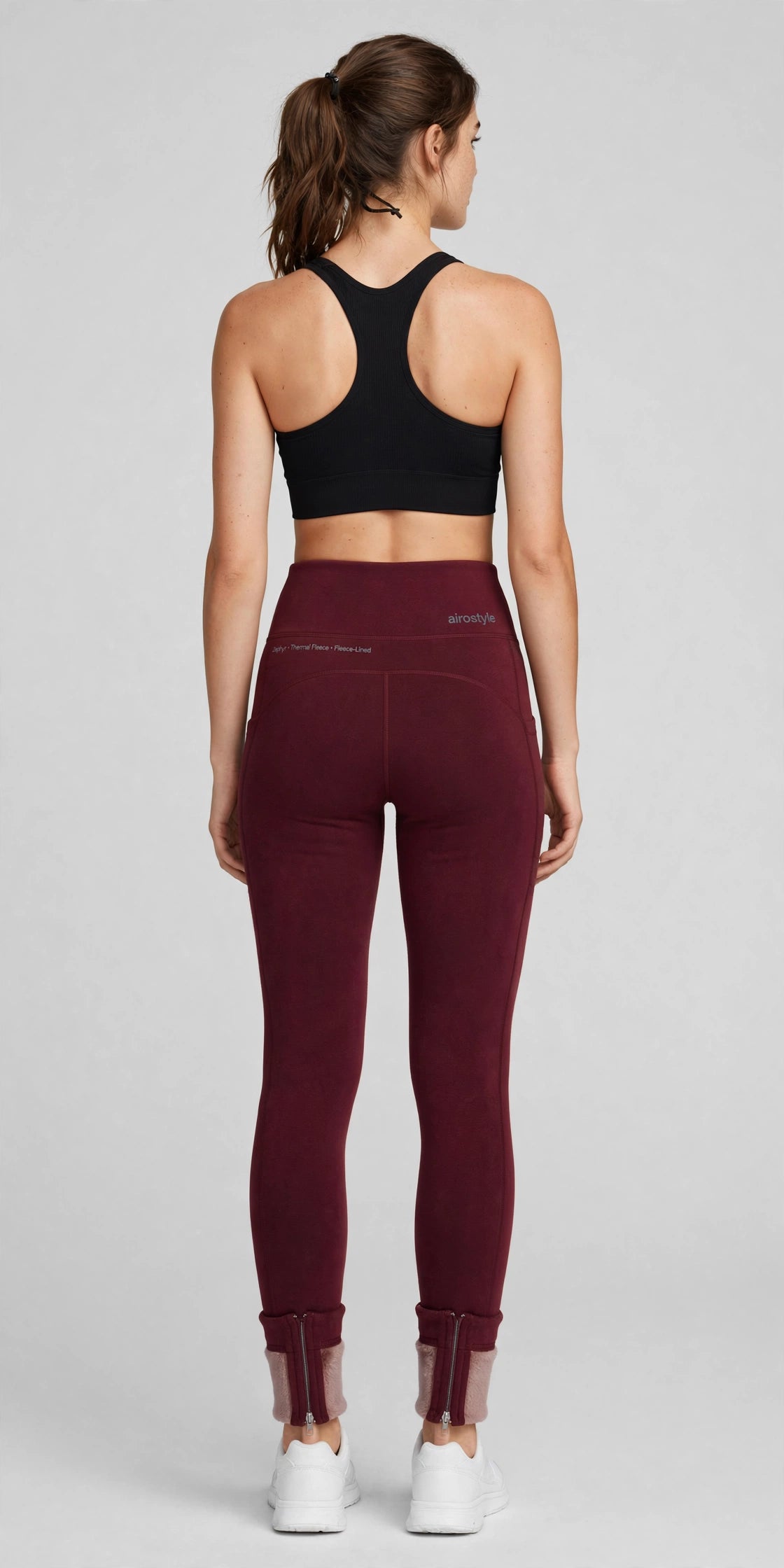 Zephyr Thermal Fleece Legging - Burgundy - back