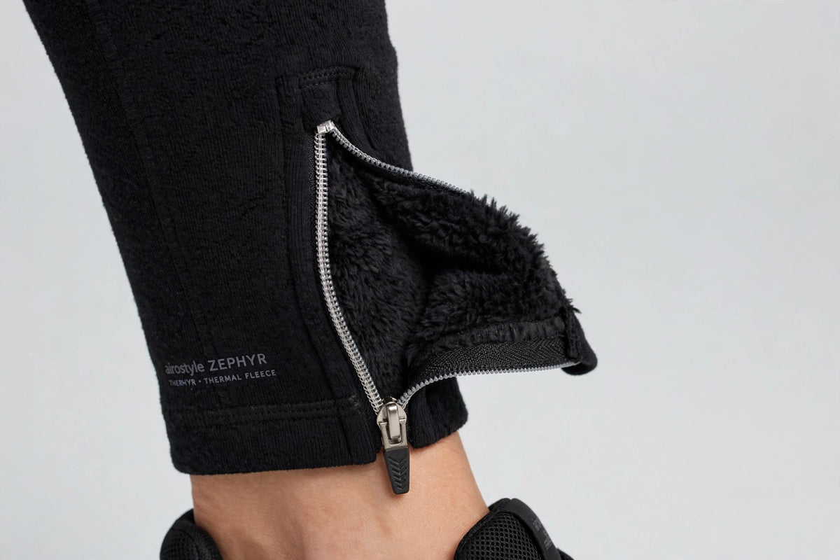 Zephyr Thermal Fleece Legging - Black - detail