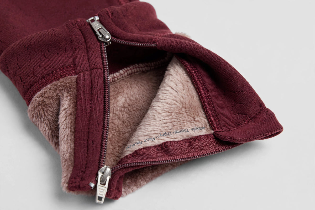 Zephyr Thermal Fleece Legging - Burgundy - detail