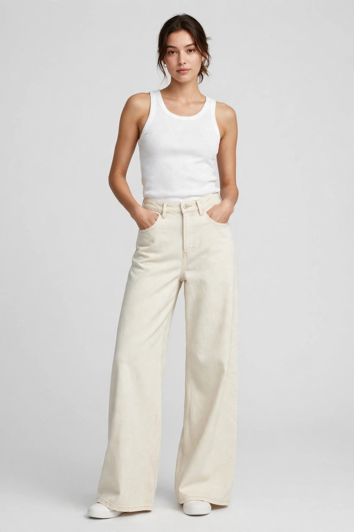 Zephyr Wide-Leg Jean - Ecru - front