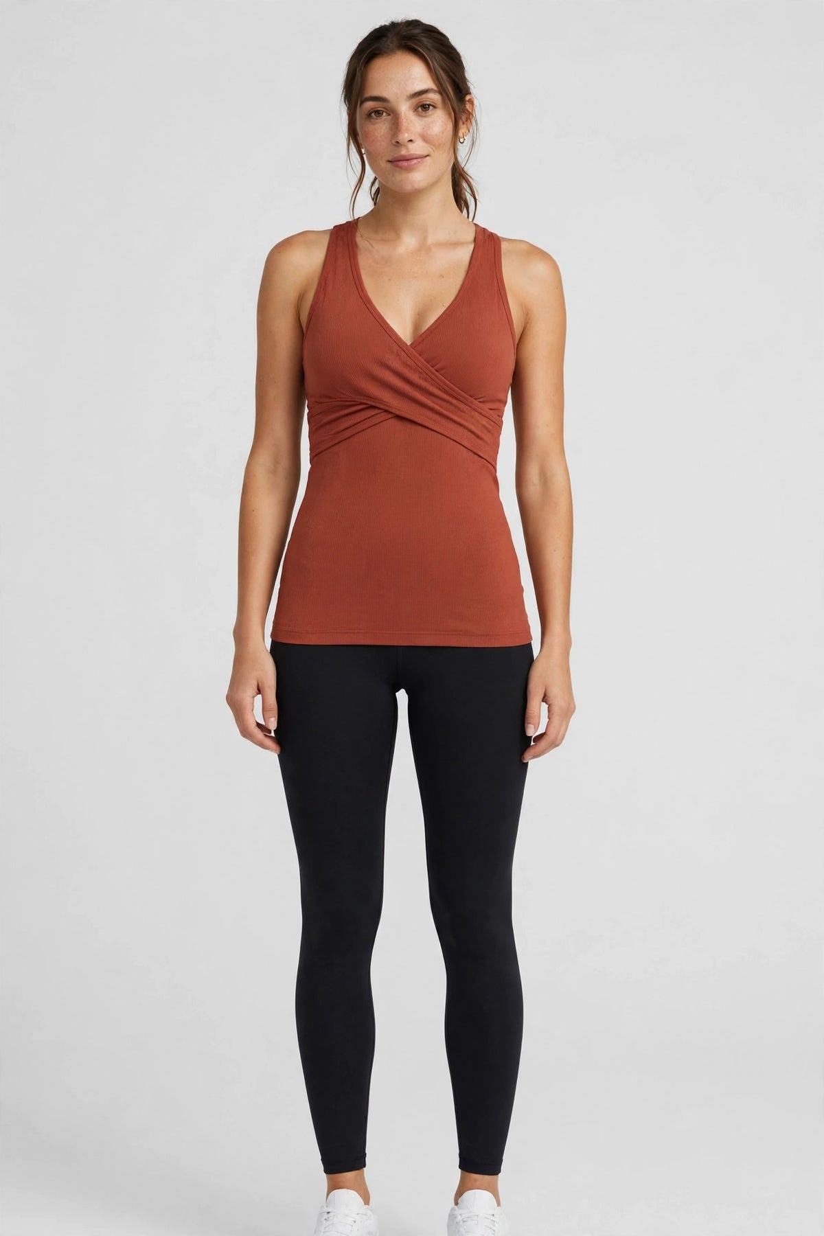 Zephyr Wrap Sports Bra Tank - Terracotta - front