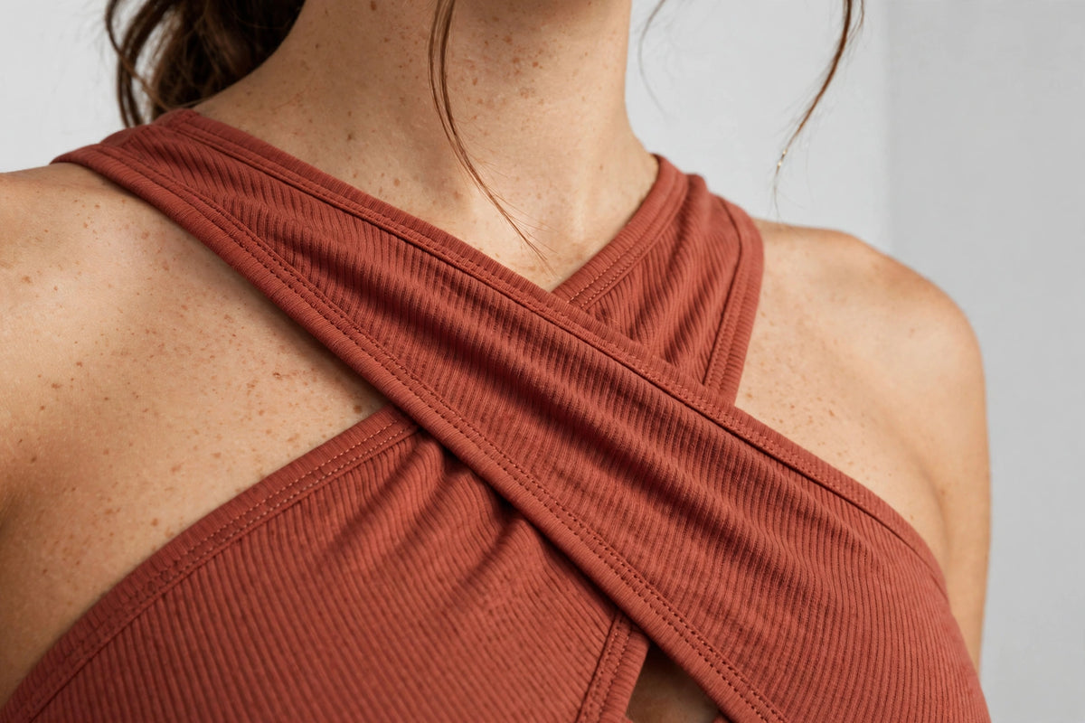 Zephyr Wrap Sports Bra Tank - Terracotta - detail