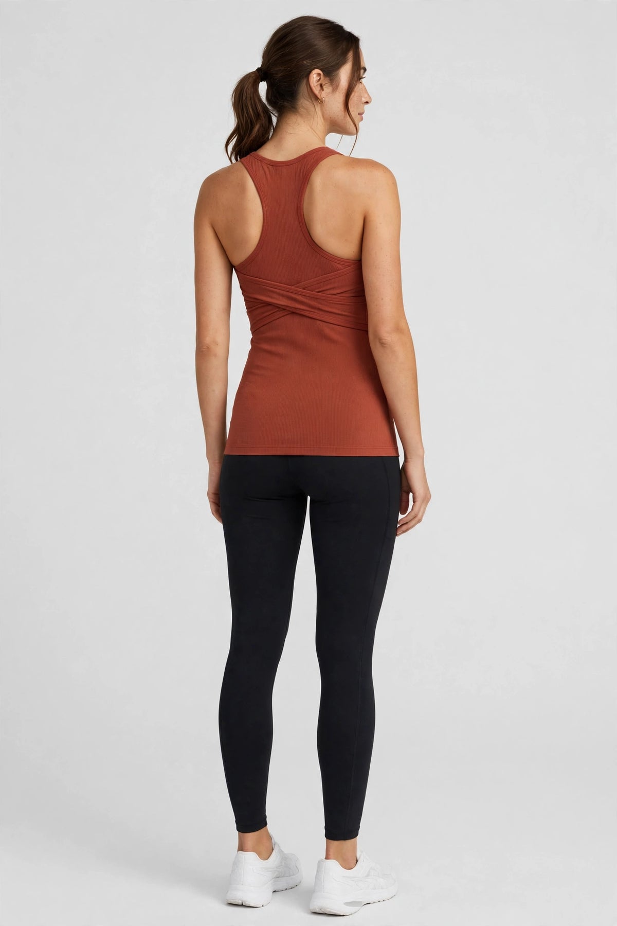 Zephyr Wrap Sports Bra Tank - Terracotta - back