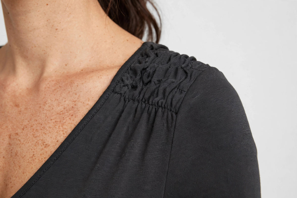 Solstice V-Neck Midi Dress - Charcoal - detail