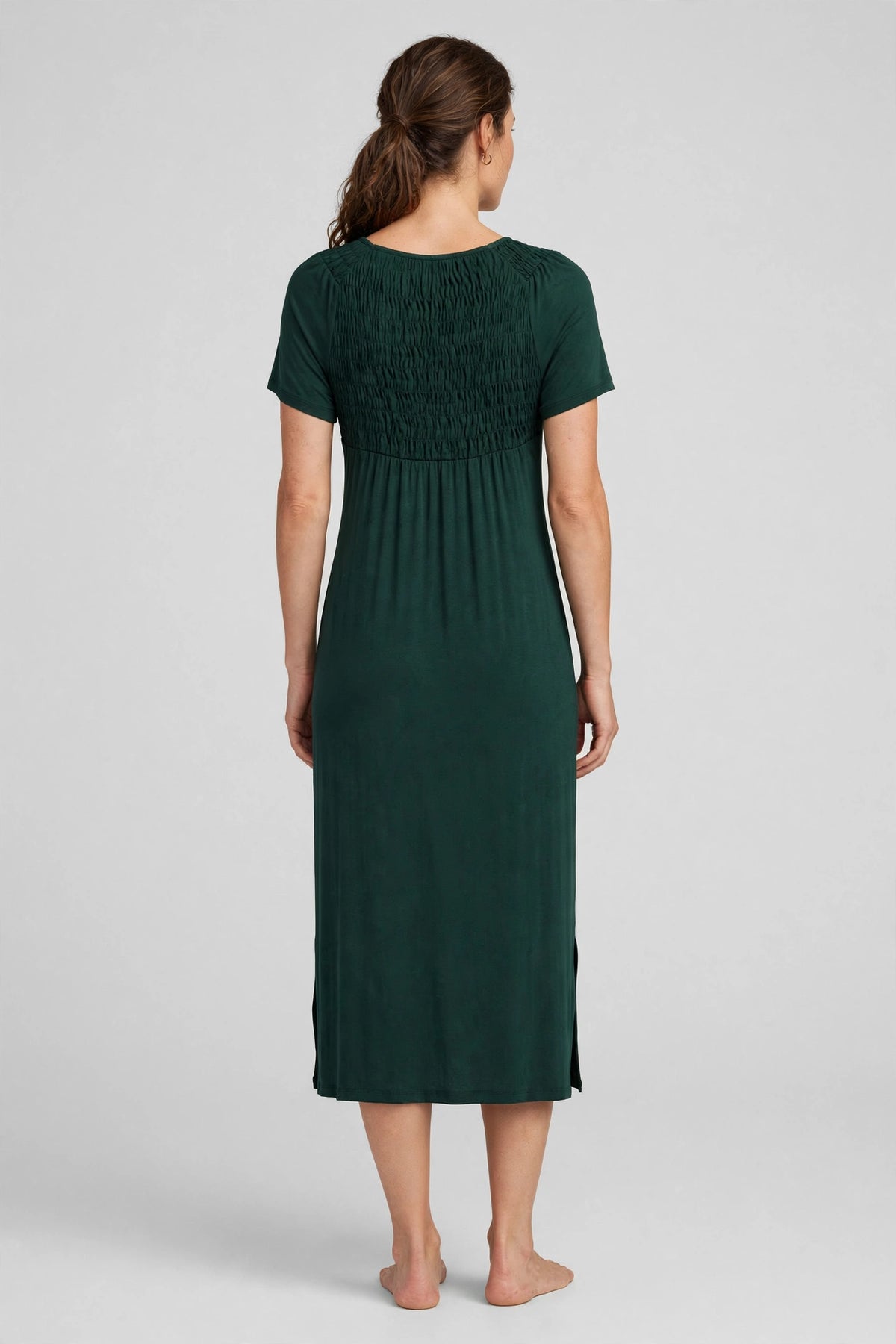 Solstice V-Neck Midi Dress - Forest - back